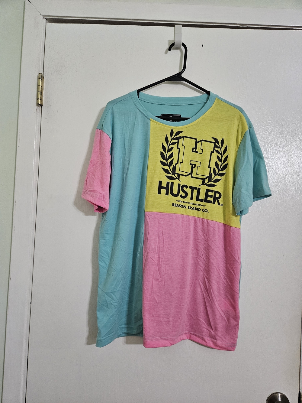 Reason Colorblock Hustler Tee in Aqua, Pink & Yellow